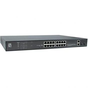 Level one fgp-2031 switch di rete non gestito form rack 1u 16 porte rj 45 10/100 mbps 2 slot sfp supporto poe black