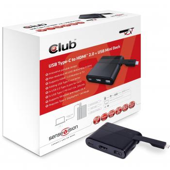 Club 3D Mini Dock USB‑C a HDMI 2.0 + USB 2.0 + Caricamento USB‑C