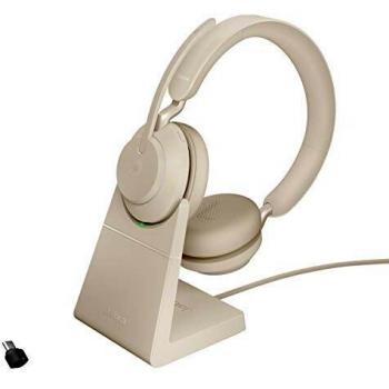 Jabra Evolve2 65 Beige Cuffie con Supporto di Ricarica