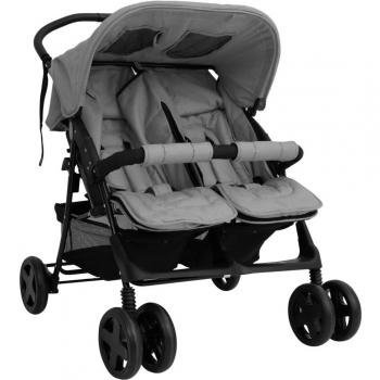 VidaXL Carrito para gemelos de acero gris claro