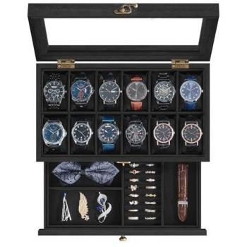 Caja Elegante para Relojes Madera y Cristal