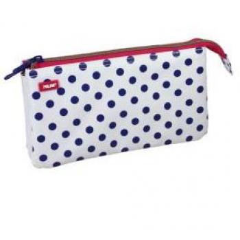 Milan Dots 3 Estuche 22 cm Azul/Blanco