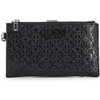 Cartera Queenie doble cremallera Guess, negro