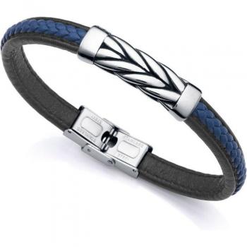Viceroy Fashion 14069p01013 Pulsera Hombre Acero Cuero Negro
