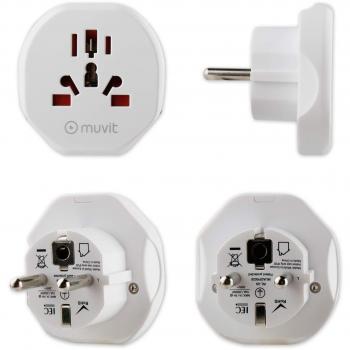 Muvit Enchufe Adaptador DE Viaje MUADP0026 Mundial A Europa Blanco Enchufe Multiple UK/AU/US A EU (SCHUKO) MAX. 10A / 2500W