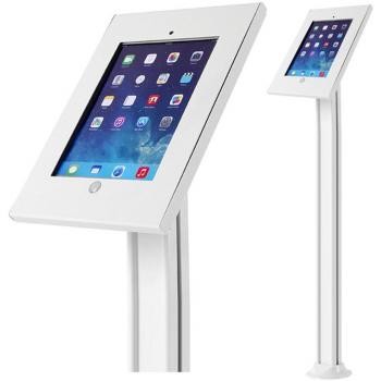 Maclean MC-678 Ground Tablet Stand Compatible with iPad 2/3/4/Air/Air 2 Key Lock Cable Cover Horizontal Vertical (White)
