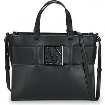 Armani Exchange Bolso de mano mujer negro logotipo estampado unicolor