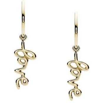 Pendientes Fossil JF03338710 de aro para mujer Love Acero inoxidable Dorado