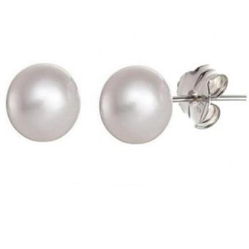 Inmaculada Romero Pendientes Plata Ley 925m Bola Perla Sintética 14mm Mujer