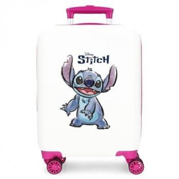 Maleta Cabina Stitch: 50 cm, ABS Rígida, 4 Ruedas Dobles