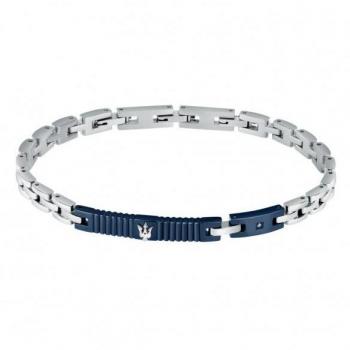 Maserati Pulsera de Hombre en Acero, Diamantes, PVD Azul, Colección Diamantes
