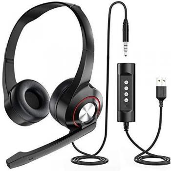 Newaner Cuffie USB 3.5mm Cablate con Microfono Antirumore