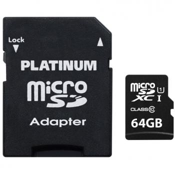 Scheda di Memoria Micro SDXC da 64GB Classe 10 Nero Platinum