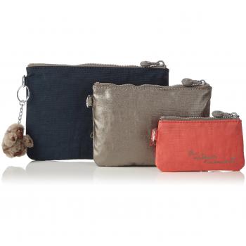 Kipling Iaka Monedero para Mujer, Dorado (Metallic Pewter), 20x14x1 cm, Paquete de 3