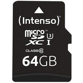 Intenso Professional 3433490 Memory Card MicroSDXC 64GB (with SD adapter), Class 10 UHS-I, Black