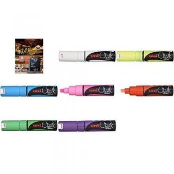 Uni-Ball Marcatore Gesso Liquido Fluo Cancellabile 8mm Bianco