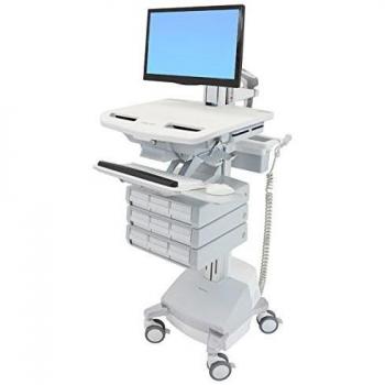 Ergotron StyleView Alluminio, Grigio, Bianco Pannello piatto Carrello multimediale (SV44-1391-2)