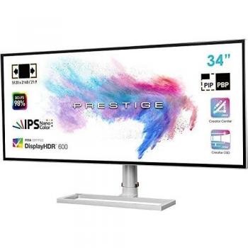 MSI Prestige PS341WU Monitor professionale per grafica e video editing, Dimensione 34, Risoluzione 5K (5120x2160 WUHD), Frequenza 60Hz, Tempo di risposta 1ms, Pannello IPS, Formato 21:9