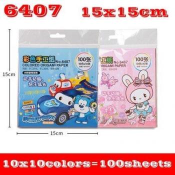 Papel de origami Deli 6406/6407, 100 hojas, colores variados, 10x10cm y 15x15cm