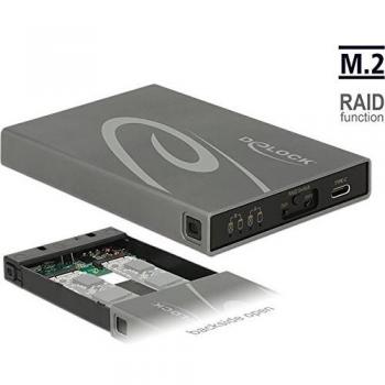 DeLOCK 42589 Alloggiamento 2xM.2 Key B su USB 3.1 Type‑C, Colore Nero