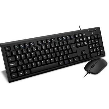 V7 Wireless Keyboard and Mouse Set with USB Cable and PS2 Adapter