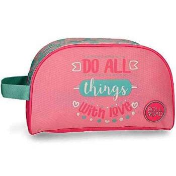 Neceser Doble Compartimento Rosa 26 cm