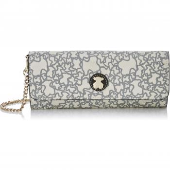Tous Billetera Grande Kaos Mini de Lona, Cartera para Mujer, Beige (Beige), 2x10x22 cm (W x H x L)