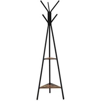 Perchero vintage en forma de árbol, perchero de pie con estilo industrial y 2 estantes para ropa, sombreros y bolsas, negro vintage