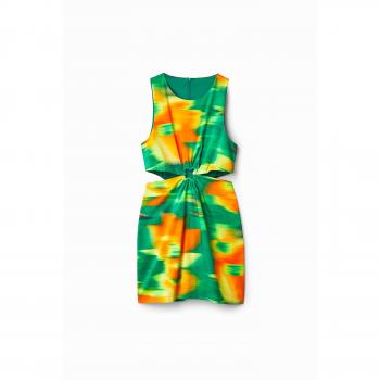 Desigual Vestido Verde Corto Sin Mangas Slim Cut-Out XS