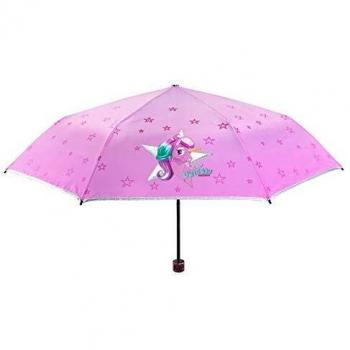 PERLETTI Paraguas Plegable Unicornio 90cm, Multicolor