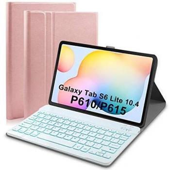 Custodia con Tastiera retroilluminata per Samsung Galaxy Tab S6 Lite 10.4 Tablet 2020 (SM-P610/P615), 7 Colori, Tastiera Senza Fili Staccabile con Cover in PU per Samsung Tab S6 Lite 10.4