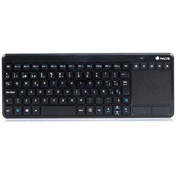 NGS TV Warrior Wireless Keyboard 2.4GHz with Touchpad and Media Control Keys for SmartTV, Laptop or Gaming Console (Spanish QWERTY)