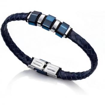 Pulsera de Acero y Piel Azul para Hombre Viceroy Fashion