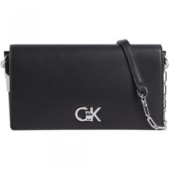 Bolso Bandolera Calvin Klein Negro con Detalle Plateado