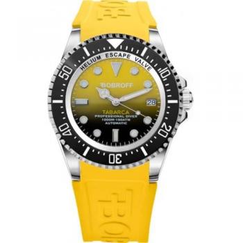 Reloj Bobroff Hombre 44mm con correa de silicona amarilla