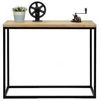 Consola Recibidor iCub Big Wood 100x35x80cm Negro Madera Maciza Pino Vintage Industrial