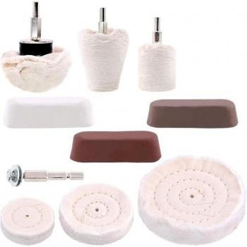 10 Uds de Almohadillas para Pulido con Ruedas y Mango de 1/4 Pulgadas