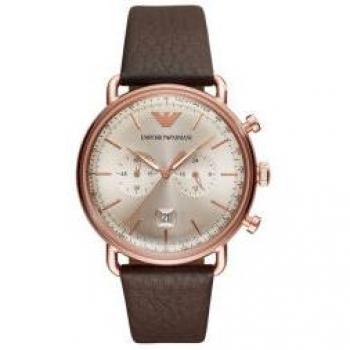 Emporio Armani 43mm Reloj de Cuero y Cuarzo