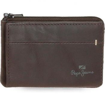 Pepe Jeans Monedero Tarjetero de piel Staple Marrón