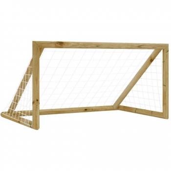 Portería de fútbol con red de madera de pino impregnado 160x80x100 cm