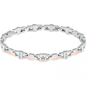 Maserati Pulsera de Hombre en Acero, PVD Oro Rosa, Cristales, Colección Iconic