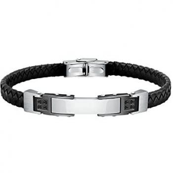 Morellato Pulsera Hombre Moody Br Blk Leather +ip Gun+crysta 22cm De Acero Negro