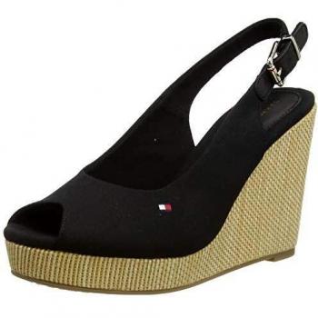 Tommy Hilfiger Iconic Elena Sling Back Wedge, Sandalias con Punta Abierta Mujer, Negro (Black Bds), 40 EU