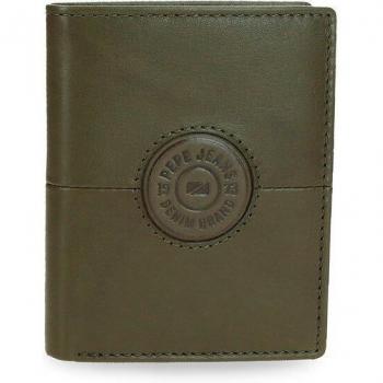 Pepe Jeans. Cartera de piel Cracker vertical Verde caqui