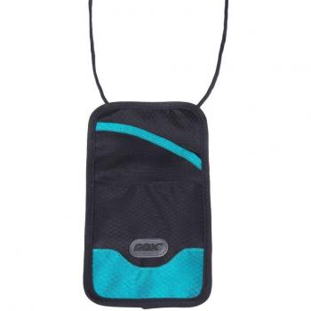 Portadocumentos de cuello, GOX Premium 420D Nylon Bolsa de Viajero para Documentos con Nudo de Seguridad Antirobo / Cartera colgante / Bolsa de viaje (Larga, Azul)