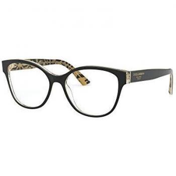 Dolce & Gabbana Gafas de Vista 3322 3235 Negro con Brillo de Leopardo Dorado 52