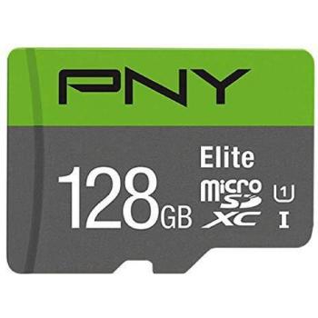 PNY Elite Scheda di Memoria microSDXC 128GB + Adattatore SD, Velocità di Lettura fino a 100MB/s, Classe 10 UHS-I, U1 per video Full HD