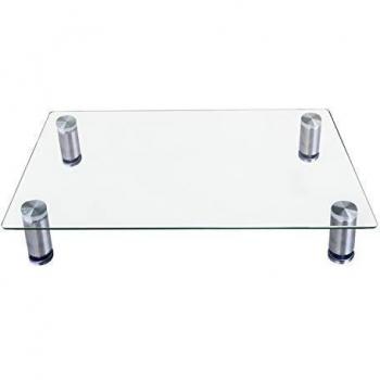 AIMEZO Supporto Monitor in Vetro Supporto Regolabile da Tavolo per Supporti Multimediali Regolabile in Altezza per Computer, Laptop e TV (Trasparente)