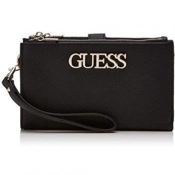 Guess Uptown Chic SLG Dbl Zip Organizer Cartera para Mujer, Negro (Nero), 18.5x11x2 cm