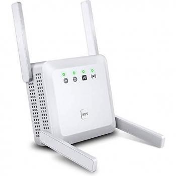 Ripetitore WiFi 1200Mbps DualBand (5G/867Mbps+2.4G/300Mbps) WiFi Extender per Tutti i Modem Router, 4 Antenne Copertura Completa a 360 ° con modalità AP/Ripetitore
